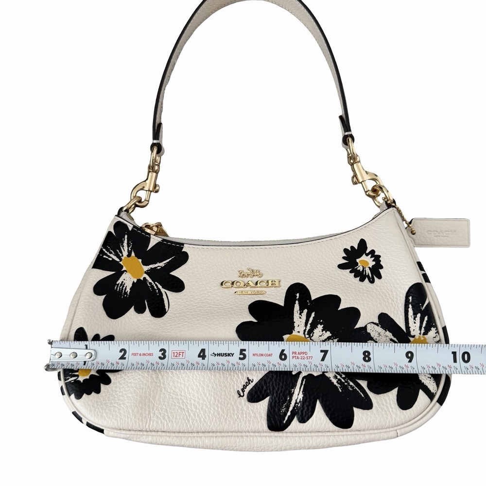 Coach Teri Pebble Leather Shoulder Crossbody Bag Floral Print Chalk Multi CZ587 - Picture 11 of 14